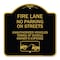 Signmission Fire Lanes No Parking on Streets Unauthorized Vehicles Towed at Owner Expense, A-DES-BG-1818-23987 A-DES-BG-1818-23987 - alternate 1